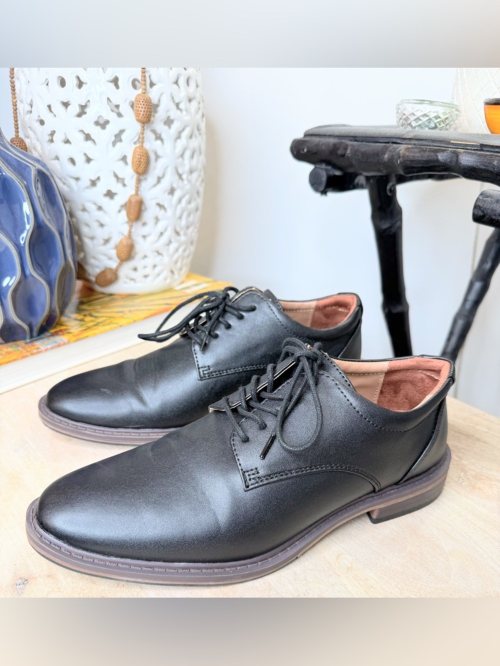 Goodfellow Co Black Dress Shoes Mens Size 7 Lace Up Oxford Comfort - Picture 2 of 6